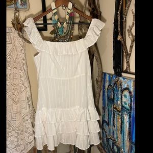 PINCH Off the Shoulder White Tiered Ruffle Dress🥥🍄